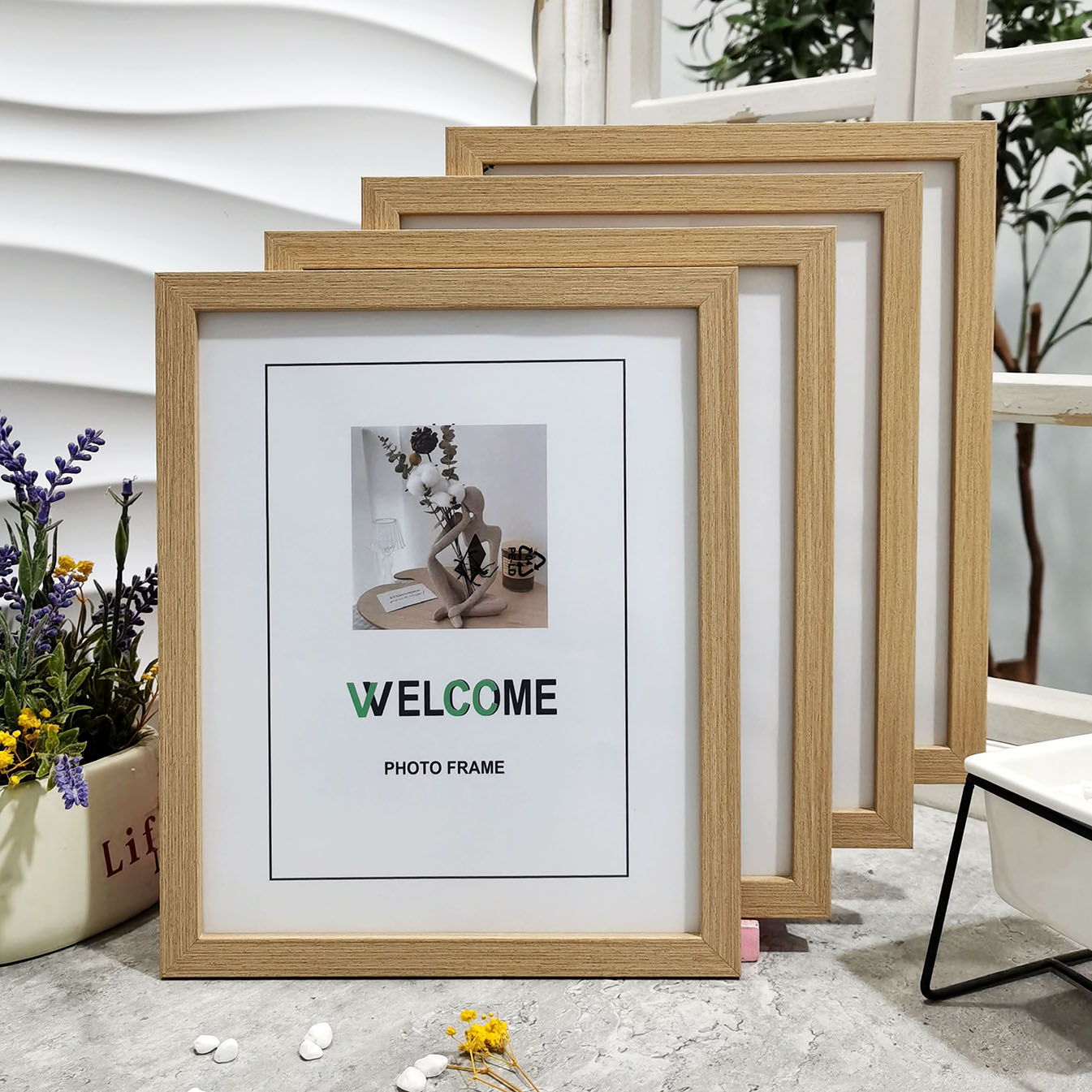 4 Pcs Wood Photo Frames Set, C - Engraved Wood Frame recension och pris