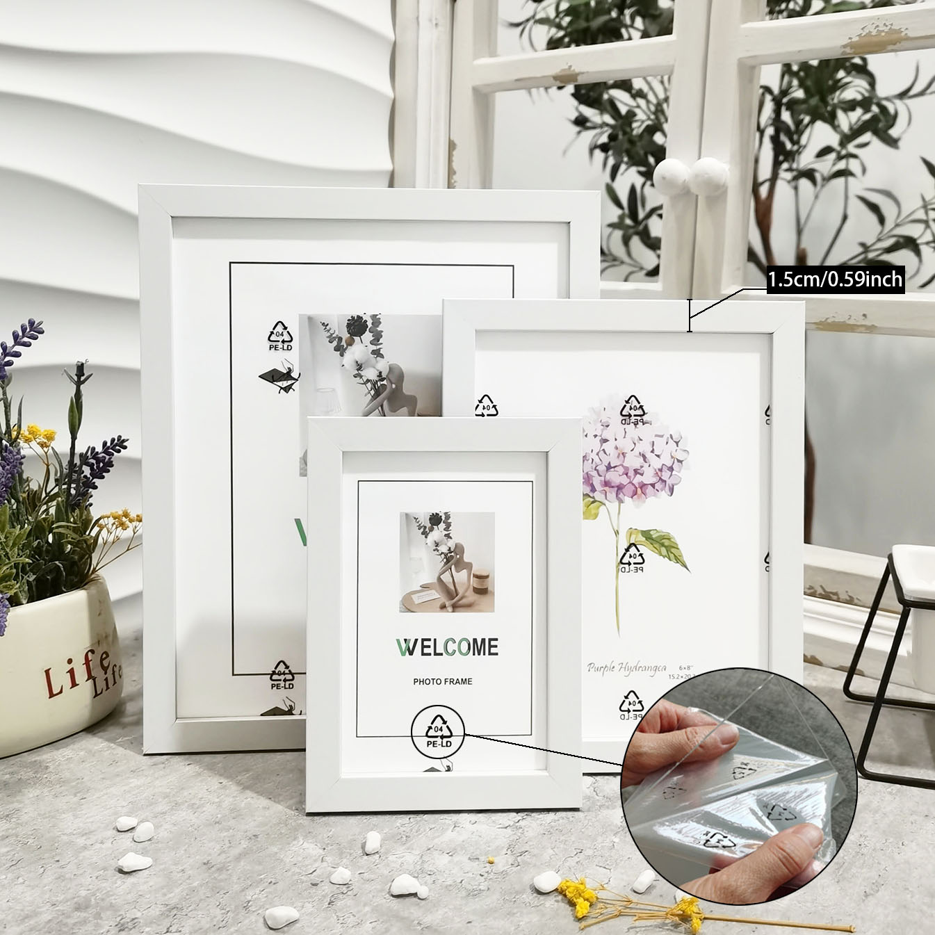 4 Pcs Wood Photo Frames Set, C - Engraved Wood Frame recension och pris