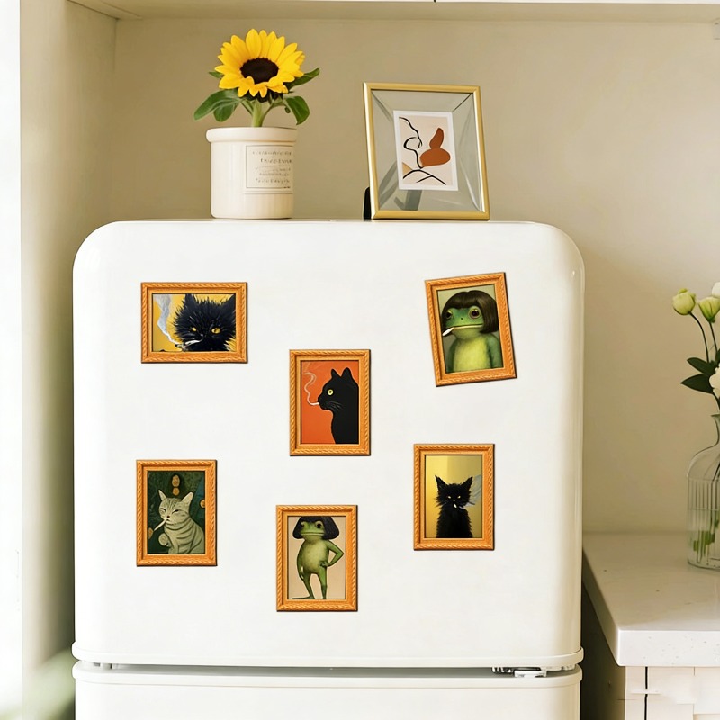 6Pcs/set Wooden Refrigerator M - Engraved Wood Frame recension och pris
