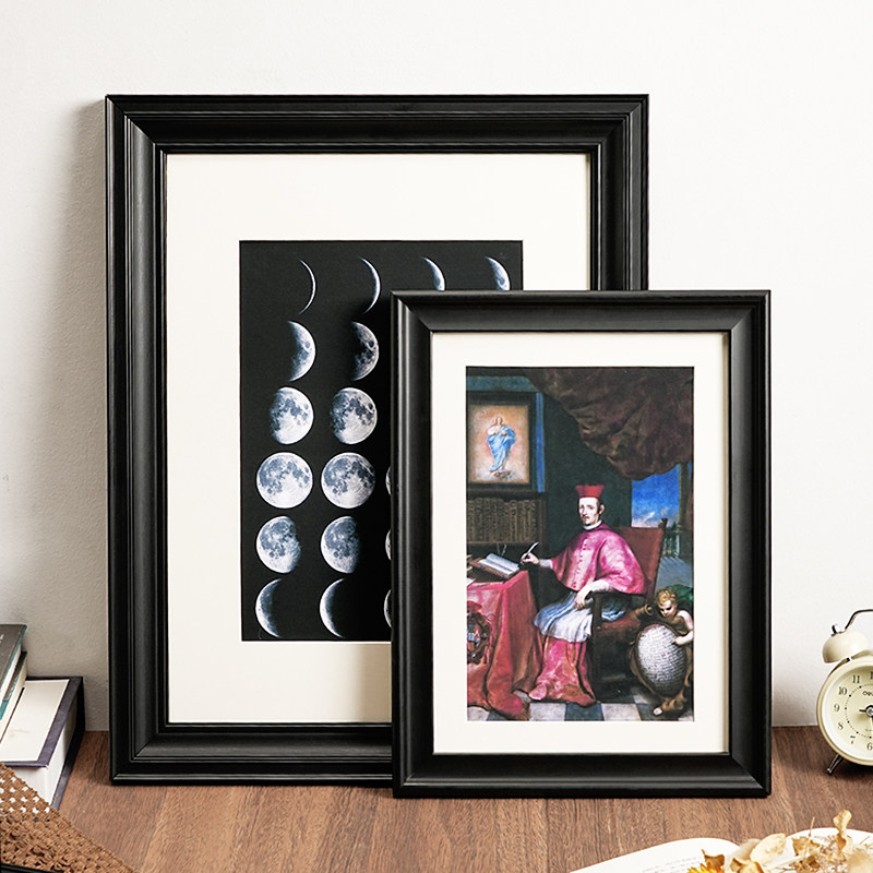 Vintage Black Solid Wood Pictu - Engraved Wood Frame recension och pris