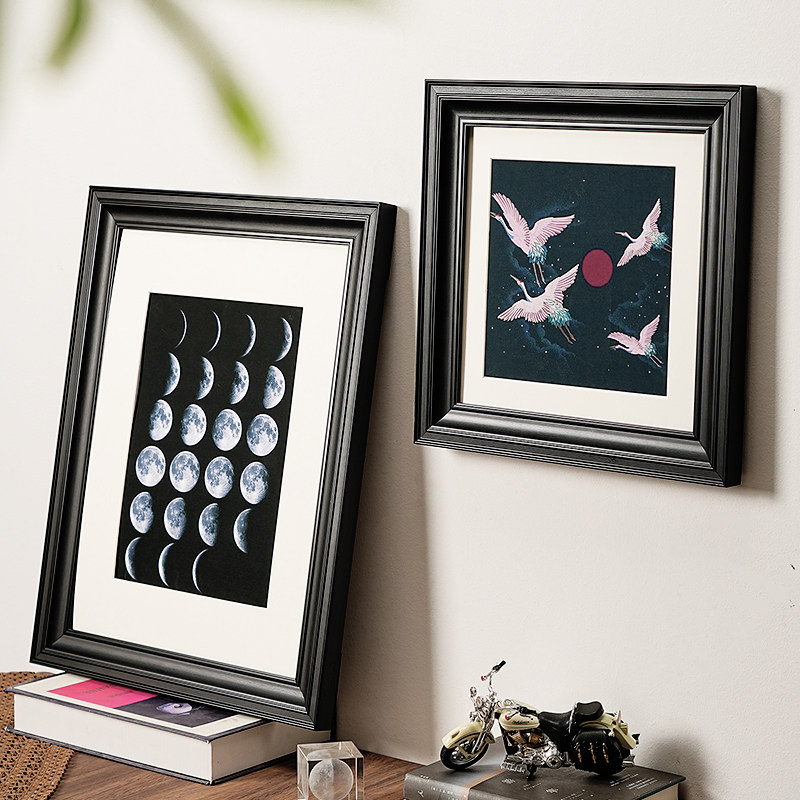 Vintage Black Solid Wood Pictu - Engraved Wood Frame recension och pris